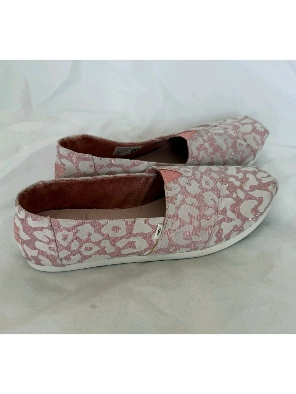 TOMS Alpargata Cheetah Print Flats Size 11 Pink Sparkly Slip-ons Sneakers